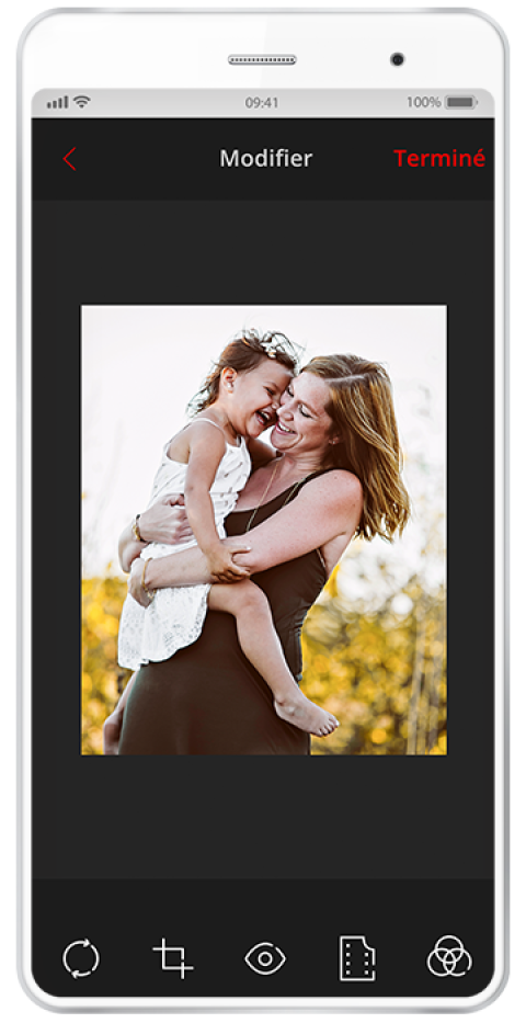 Options de recadrage et retouche des photos